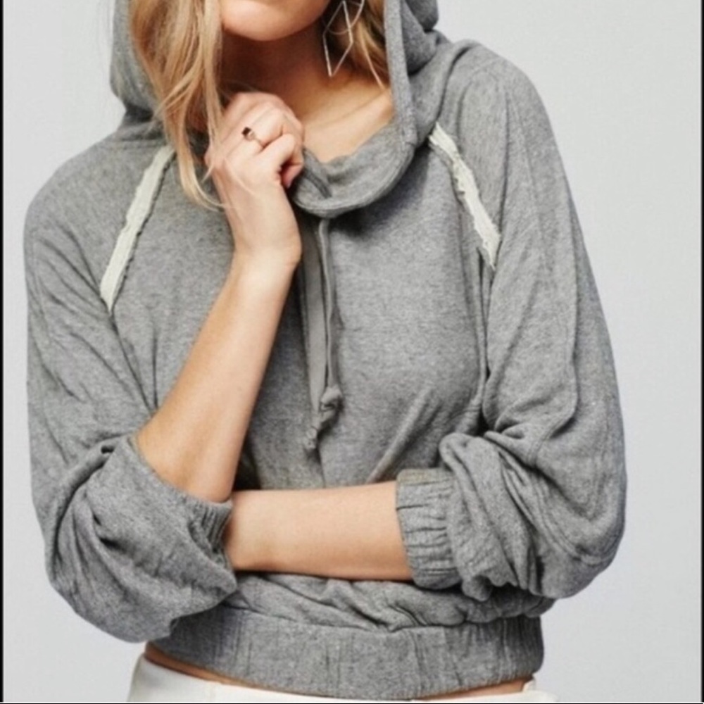 Free People Kimmy Grey Hoodie Sweatshirt Size Medium